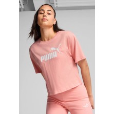 Puma ESS Cropped No.1 Logo Tee Pembe Kadın Kısa Kol T-Shirt