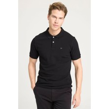 Wrangler Kısa Kollu Polo T-shirt Siyah Erkek Kısa Kol T-Shirt