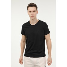 Lumberjack M-CT106 BSC V NK T-SH 4FX Siyah Erkek Kısa Kol T-Shirt