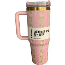 Stanley Quencher Pipetli Termos 1,18 L Gül Desenli