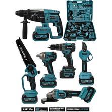 Assur 21V Darbeli Kömürsüz 6'lı Set Taşlama-S.s. Sökme-Testere-Makas-Matkap Vidalama-Kırıcı Delici Hilti