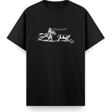 Cowboy Ön Baskılı Bisiklet Yaka Erkek Tshirt