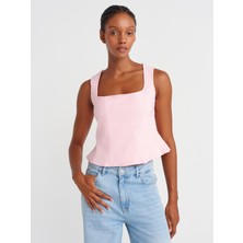 50860 Peplum Korse Top-Toz Pembe