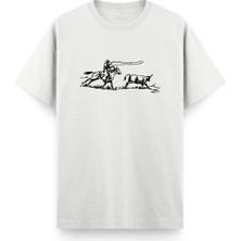 Cowboy Ön Baskılı Bisiklet Yaka Erkek Tshirt