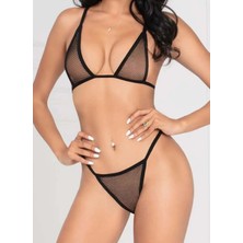 Cicişim Siyah File Sütyen Külot Takımı