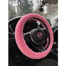 Yumusak Tuylu Pelus Direksiyon Kilifi Seker Pembe