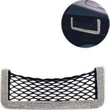 Kristal Tasli Arac Ici File Cep Organizer 20X8CM Gumus