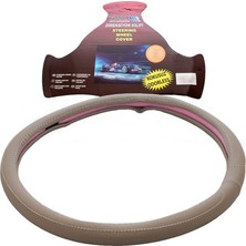 Deri Gecme Ticari Minibus Kamyonet Direksiyon Kilifi Bej 42CM