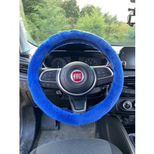 Yumusak Tuylu Pelus Direksiyon Kilifi Mavi