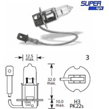 Super Light H3 Halojen Far Ampulu 12 Volt 60 55 Watt