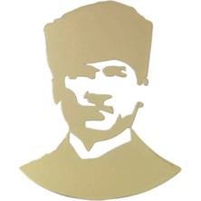 K Ataturk Siluetli Metal Oto Sticker Gold 7X5CM