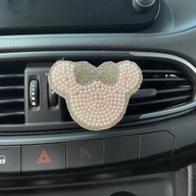 Kristal Tasli Panda Pleksi Havalandirma Klips Oto Kokusu Gumus Pembe