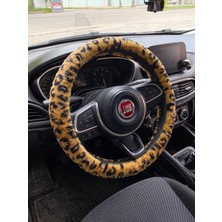 Yumusak Tuylu Pelus Direksiyon Kilifi Leopar Desenli