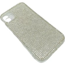 Iphone 11 Uyumlu Kristal Tasli Siyah Telefon Kilifi Gumus Slv2
