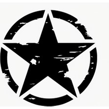 Army Star Askeri Yildiz Oto Sticker Siyah 27X27CM