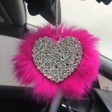 Kalpli Kristal Tasli Gumus Pleksi Dikiz Ayna Susu Pembe Tuylu