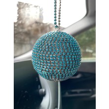 Kristal Tasli Disko Topu Dikiz Ayna Susu Kucuk 6cm Turkuaz Mavi