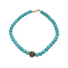 Dogal Firuze Tasli Afgan Uclu Ozel Tasarim Otantik Kolye YVL100