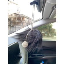 Mini Disko Toplu Tuylu Ponpon Dikiz Ayna Susu Siyah