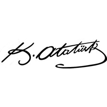 K Ataturk Imzali Oto Sticker Siyah 20X7CM