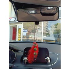 Disko Toplu Metal Yildiz Dikiz Ayna Susu Kirmizi Tuylu