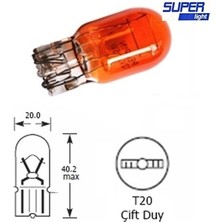 Super Light T20 Dipsiz Turuncu Park Ampulu Cift Duy 2 Li