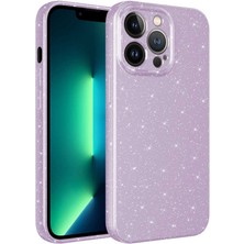 Apple iPhone 12 Pro Kılıf Kamera Korumalı Simli Lüks Vlmr Koton Kapak-Lila