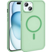 Apple iPhone 13 Kılıf Magsafe Şarj Özellikli Mat Arka Yüzey Vlmr Sio Kapak-Açık Yeşil