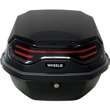 WHEELIE XT08-B 32 Litre Motosiklet Arka Çanta Siyah Parlak Su Geçirmez ABS Top Case Çift Kilitleme Üniversal