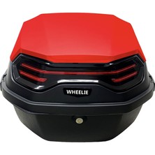 WHEELIE XT08-LR 32 Litre Motosiklet Arka Çanta Açık Kırmızı Parlak Su Geçirmez ABS Çift Kilitleme Üniversal