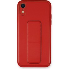 iPhone Xr Kılıf Coco Deri Standlı Kapak - Kırmızı