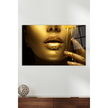 Gold Soyut Kadın Cam Tablo, Modern Ev ve Ofis Dekoru, Hediyelik Duvar Dekorasyonu, Kırılmaz Cam