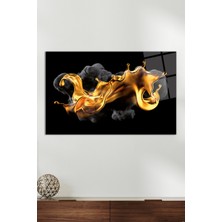 Gold Siyah Boya Soyut Cam Tablo, Modern Ev ve Ofis Dekoru, Hediyelik Duvar Dekorasyonu, Kırılmaz Cam