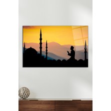 Camide Dua Eden Insan Cam Tablo, Modern Ev Ofis Dekoru, Hediyelik Duvar Dekorasyonu, Kırılmaz Cam