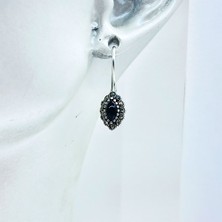 Tesbih Pasajı Zirkon ve Oltu Taşı Işçilikli 925 Ayar Gümüş Küpe