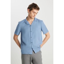 Wrangler Relaxed Fit Tencel Göm Mavi Erkek Gömlek