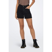 Only ONLVEGA HW MOM DNM SHORTS Siyah Kadın Şort