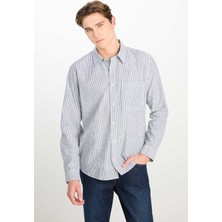 Lee Çizgili Relaxed Fit Gö Ekru Erkek Gömlek