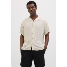 Jack & Jones JJEJEFF SOLID RESORT SHIR Bej Erkek Uzun Kollu Gömlek