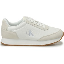Calvin Klein RUNNER LACEUP LOW MIX MG Krem Kadın Sneaker