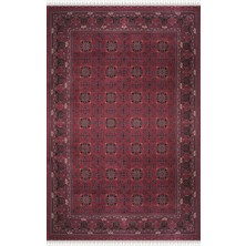 Apex Halı Burj 8731 Bordo Afgan Desenli Viskon 170 Tarak Dokuma Sıklığı Özel Tezgah Üst Kalite Halı