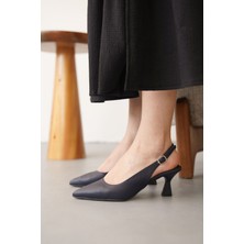 Kadın Frodi Kısa Topuklu Ayakkabı - Lacivert-Deri