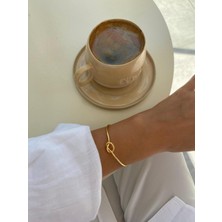 Düğüm Figürlü Gold Renkli Ayarlanabilir Kelepçe Bileklik