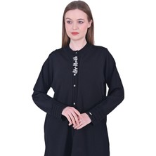 Merdiven Triko Taşlı Hırka Siyah