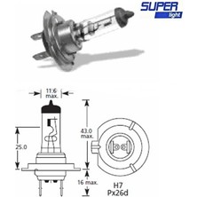Super Light H7 Halojen Far Ampulu 12 Volt 55 Watt