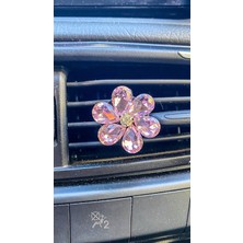 Kristal Damla Tasli Cicek Klima Havalandirma Izgara Susu Klips Oto Kokusu Pembe