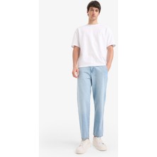 DeFacto %100 Pamuk Relax Fit Geniş Paça Jean Kar Yıkamalı Pantolon E1376AX25SM