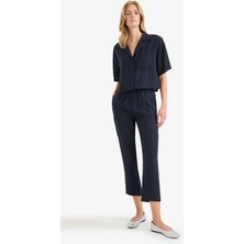 DeFacto Straight Fit Çift Cepli Yüksek Bel Düz Paça Modal Kumaş Pantolon E5962AX25SP