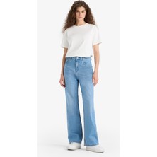 DeFacto %100 Pamuk 90's Wide Leg Yüksek Bel Uzun Jean Pantolon E9106AX25AU