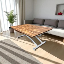 Ortadan Açılır Akıllı Masa Mdf Tabla Beyaz Ayaklı
